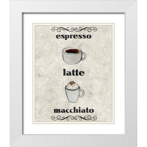 Coffee Life 1 White Modern Wood Framed Art Print with Double Matting by Kimberly, Allen