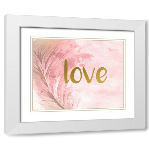 Love Feather White Modern Wood Framed Art Print with Double Matting by Allen, Kimberly