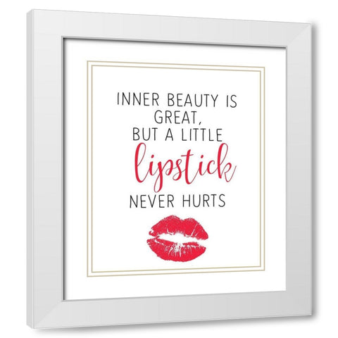 Lipstick White Modern Wood Framed Art Print with Double Matting by Kimberly, Allen