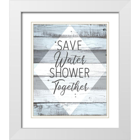 Save Water White Modern Wood Framed Art Print with Double Matting by Kimberly, Allen