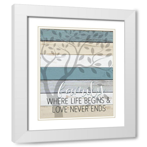 Family Where Life Begins White Modern Wood Framed Art Print with Double Matting by Kimberly, Allen