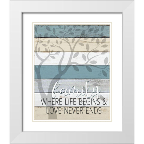 Family Where Life Begins White Modern Wood Framed Art Print with Double Matting by Kimberly, Allen
