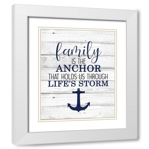 Family Anchor White Modern Wood Framed Art Print with Double Matting by Kimberly, Allen