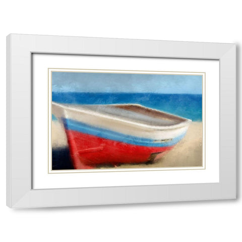 Red White and Blue Beach White Modern Wood Framed Art Print with Double Matting by Kimberly, Allen