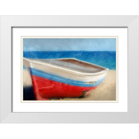 Red White and Blue Beach White Modern Wood Framed Art Print with Double Matting by Kimberly, Allen