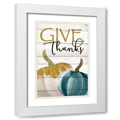 Give Thanks White Modern Wood Framed Art Print with Double Matting by Kimberly, Allen
