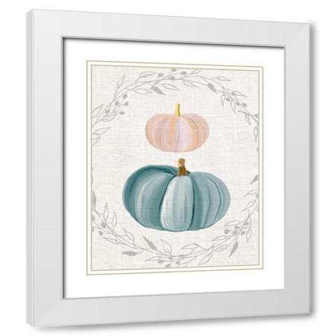 Teal Pumpkin 1 White Modern Wood Framed Art Print with Double Matting by Kimberly, Allen