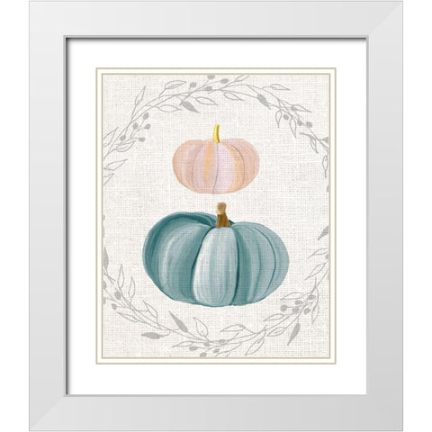 Teal Pumpkin 1 White Modern Wood Framed Art Print with Double Matting by Kimberly, Allen