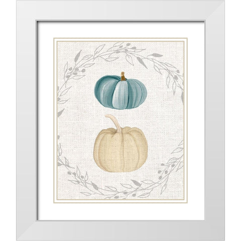 Teal Pumpkin 2 White Modern Wood Framed Art Print with Double Matting by Kimberly, Allen