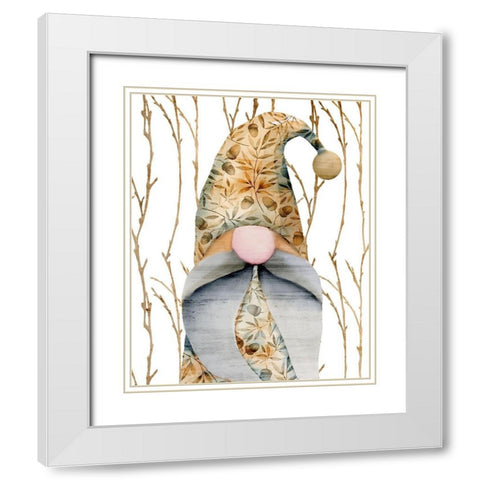 Gnome 1 White Modern Wood Framed Art Print with Double Matting by Kimberly, Allen