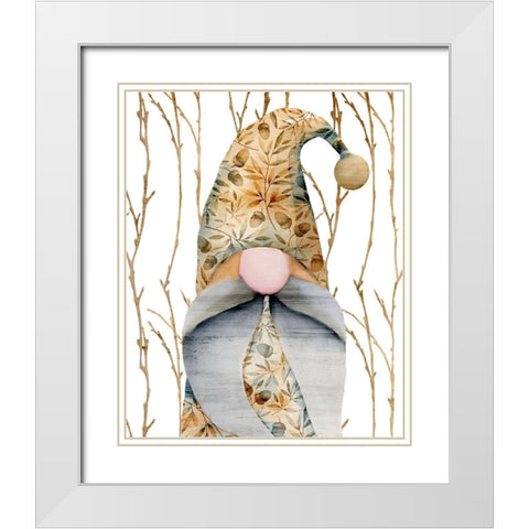 Gnome 1 White Modern Wood Framed Art Print with Double Matting by Kimberly, Allen