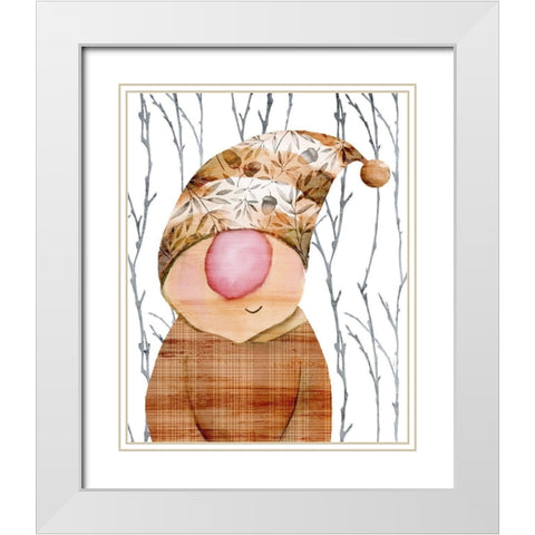 Gnome 2 White Modern Wood Framed Art Print with Double Matting by Kimberly, Allen