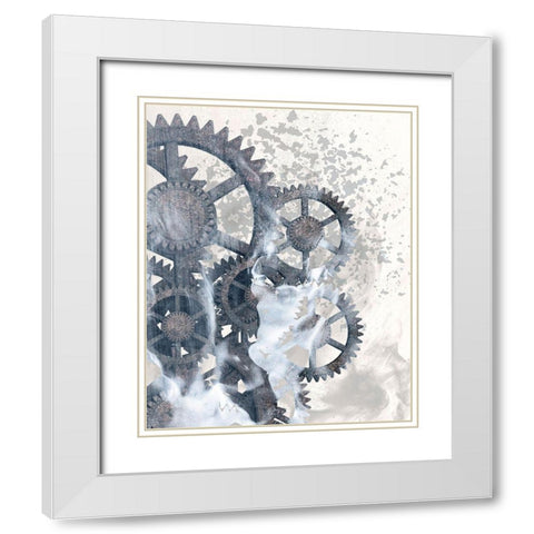 Smoke Gears 1 White Modern Wood Framed Art Print with Double Matting by Kimberly, Allen