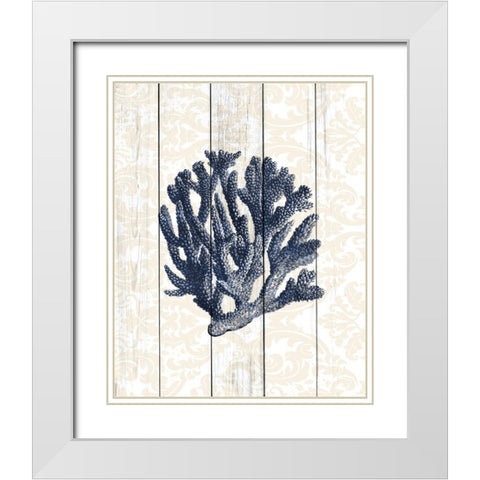 Navy Coral 1 White Modern Wood Framed Art Print with Double Matting by Kimberly, Allen