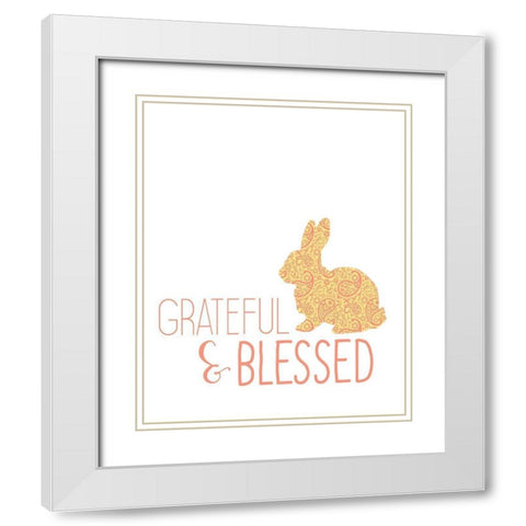Paisley Bunnies 1 White Modern Wood Framed Art Print with Double Matting by Kimberly, Allen
