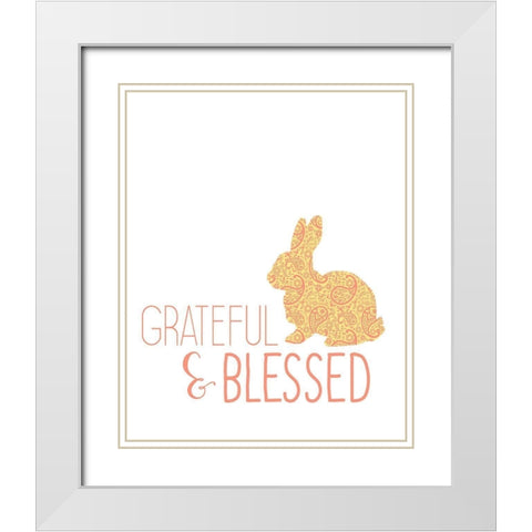 Paisley Bunnies 1 White Modern Wood Framed Art Print with Double Matting by Kimberly, Allen