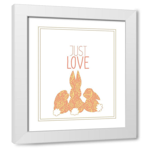 Paisley Bunnies 2 White Modern Wood Framed Art Print with Double Matting by Kimberly, Allen