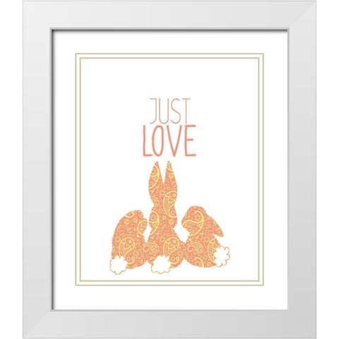 Paisley Bunnies 2 White Modern Wood Framed Art Print with Double Matting by Kimberly, Allen