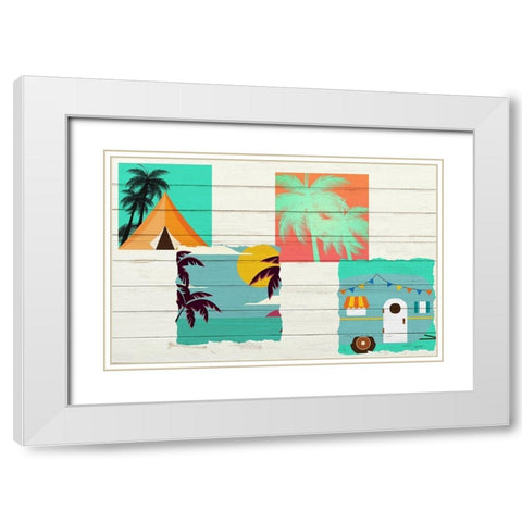 Beach Camping A White Modern Wood Framed Art Print with Double Matting by Kimberly, Allen