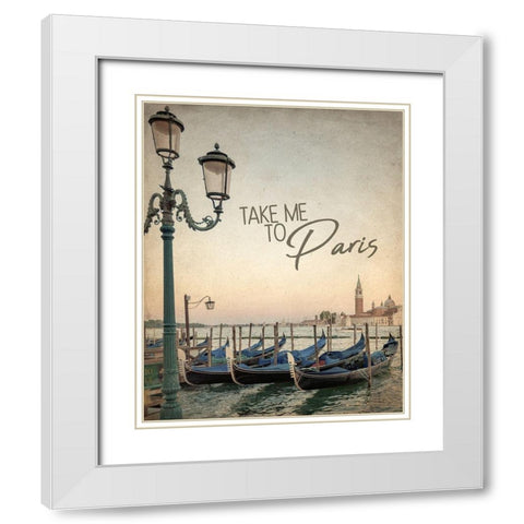 Gondola Paris 1 White Modern Wood Framed Art Print with Double Matting by Allen, Kimberly