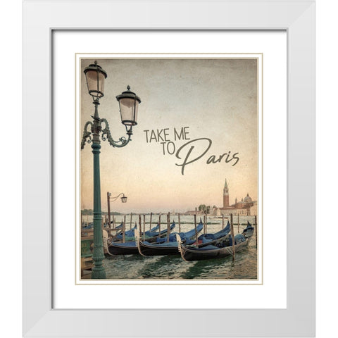 Gondola Paris 1 White Modern Wood Framed Art Print with Double Matting by Allen, Kimberly