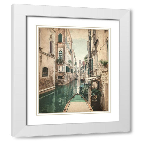 Gondola Paris 2 White Modern Wood Framed Art Print with Double Matting by Allen, Kimberly