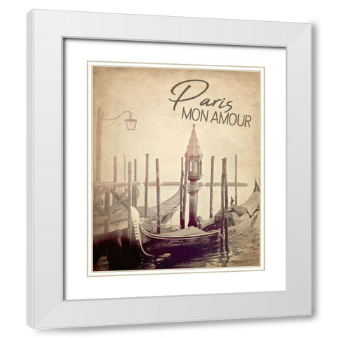 Gondola Paris 3 White Modern Wood Framed Art Print with Double Matting by Allen, Kimberly