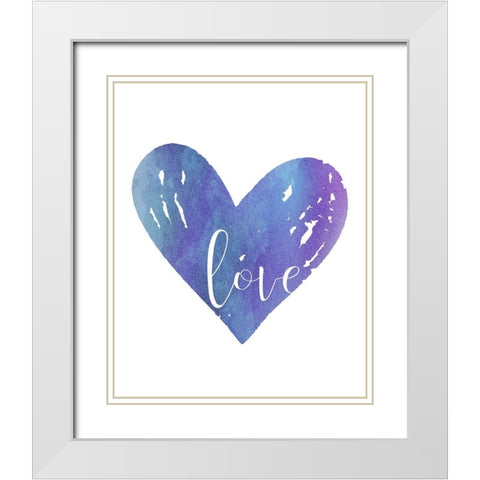 Watercolor Love 2 White Modern Wood Framed Art Print with Double Matting by Allen, Kimberly