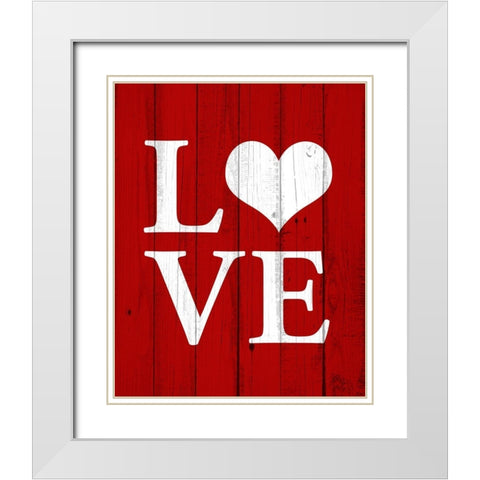 Love Heart White Modern Wood Framed Art Print with Double Matting by Allen, Kimberly