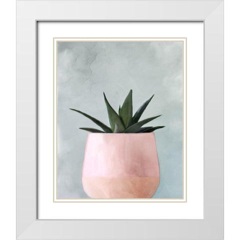 Potted Succulent 1 White Modern Wood Framed Art Print with Double Matting by Allen, Kimberly