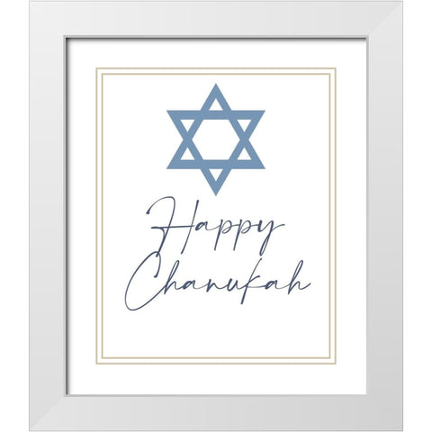Happy Chanukah White Modern Wood Framed Art Print with Double Matting by Allen, Kimberly