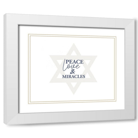 Peace and Love White Modern Wood Framed Art Print with Double Matting by Allen, Kimberly