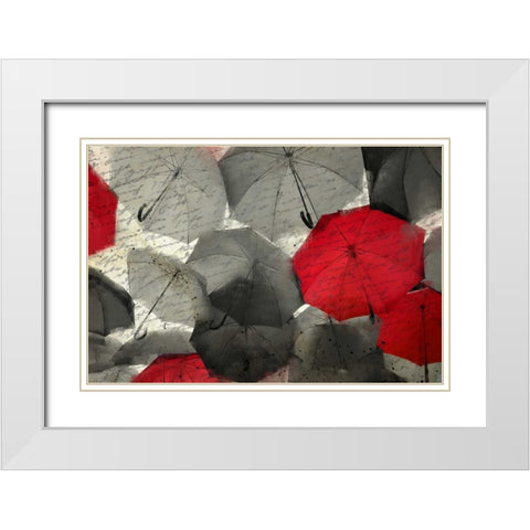 Red Umbrella White Modern Wood Framed Art Print with Double Matting by Allen, Kimberly