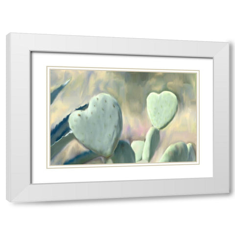 Cactus Heart White Modern Wood Framed Art Print with Double Matting by Allen, Kimberly
