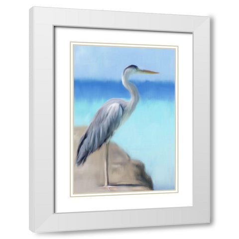 Sea Heron White Modern Wood Framed Art Print with Double Matting by Allen, Kimberly
