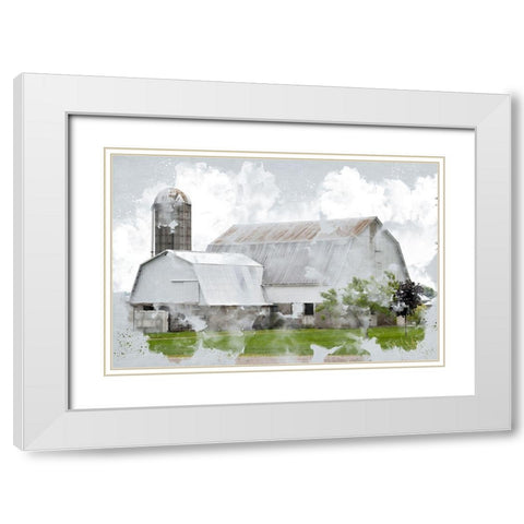 Watercolor Barn White Modern Wood Framed Art Print with Double Matting by Allen, Kimberly