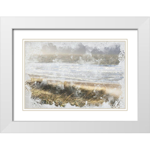 Beach Wave White Modern Wood Framed Art Print with Double Matting by Allen, Kimberly
