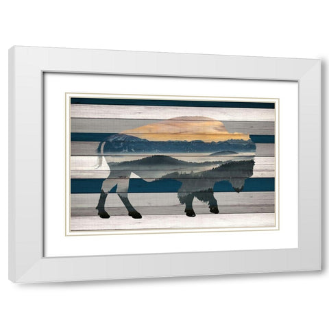Bison Mountain Range White Modern Wood Framed Art Print with Double Matting by Allen, Kimberly