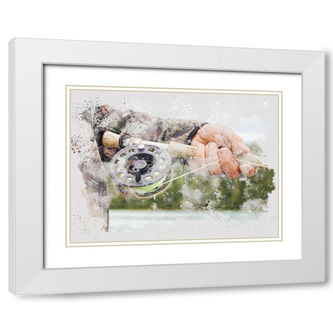 Fly Fishing White Modern Wood Framed Art Print with Double Matting by Allen, Kimberly