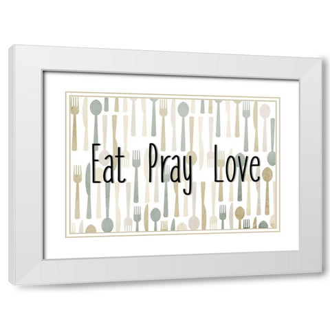 Eat Pray White Modern Wood Framed Art Print with Double Matting by Allen, Kimberly