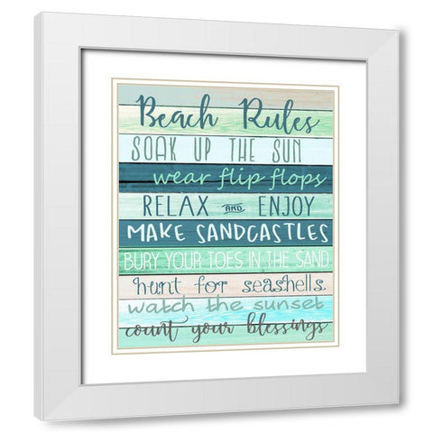 Beach Rules White Modern Wood Framed Art Print with Double Matting by Allen, Kimberly