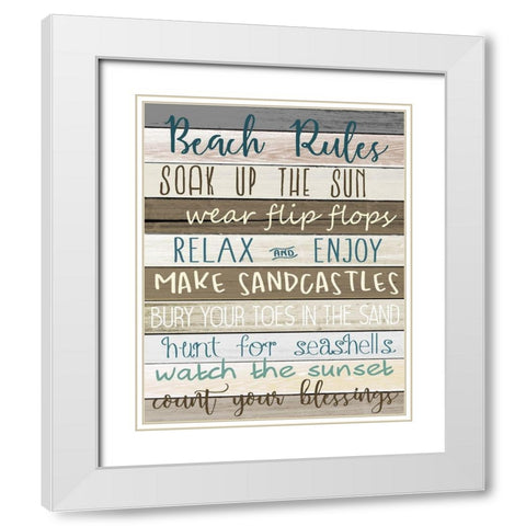 Beach Rules v2 White Modern Wood Framed Art Print with Double Matting by Allen, Kimberly