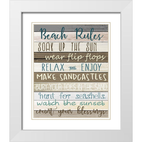 Beach Rules v2 White Modern Wood Framed Art Print with Double Matting by Allen, Kimberly