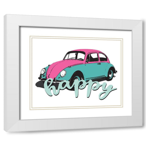 Happy 1 White Modern Wood Framed Art Print with Double Matting by Allen, Kimberly