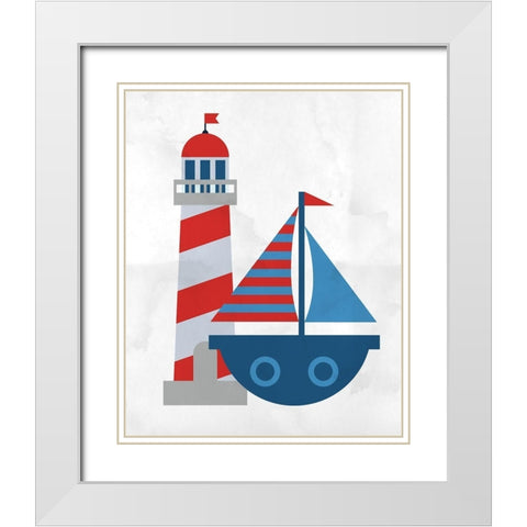Sailing 1 White Modern Wood Framed Art Print with Double Matting by Allen, Kimberly