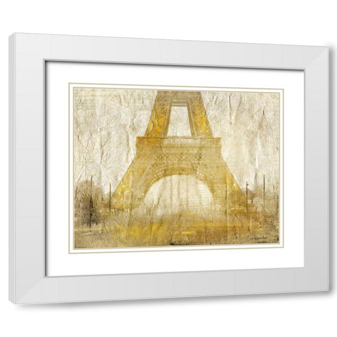 Eiffel Tower Gold White Modern Wood Framed Art Print with Double Matting by Allen, Kimberly