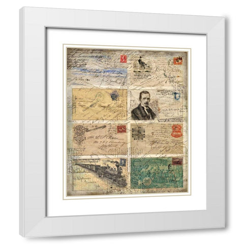 Vintage Envelopes White Modern Wood Framed Art Print with Double Matting by Allen, Kimberly