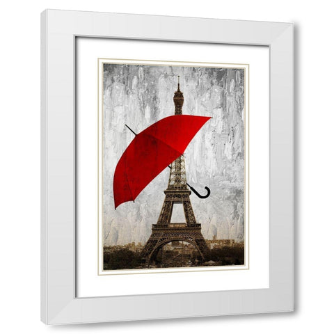 Paris Red White Modern Wood Framed Art Print with Double Matting by Allen, Kimberly