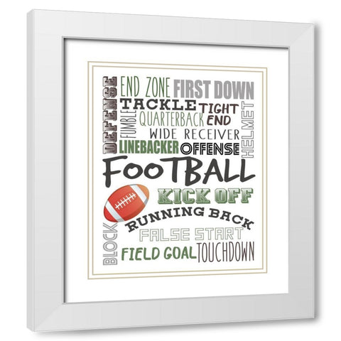 Football White Modern Wood Framed Art Print with Double Matting by Allen, Kimberly