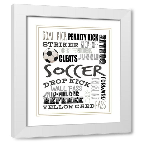 Soccer V2 White Modern Wood Framed Art Print with Double Matting by Allen, Kimberly